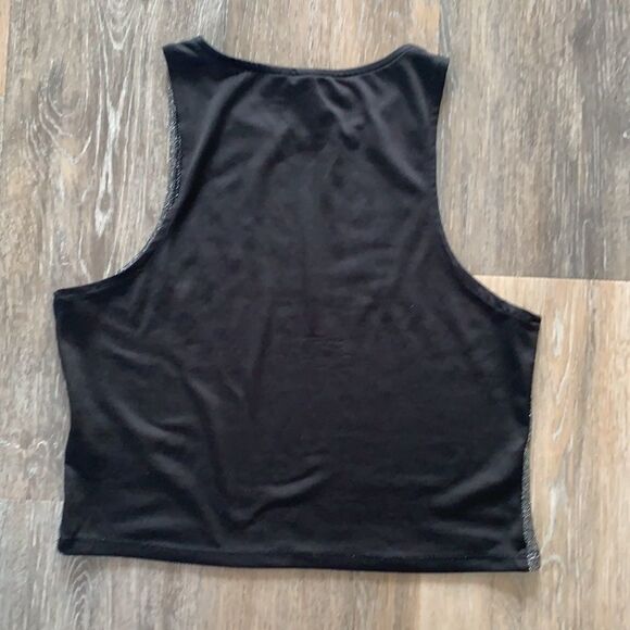 H&M Divided silver sparkle and black crop Tank top sz medium - Picture 4 of 5